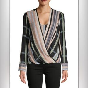 BCBGMAXAZRIA
Striped Faux ​Wrap Blouse size small